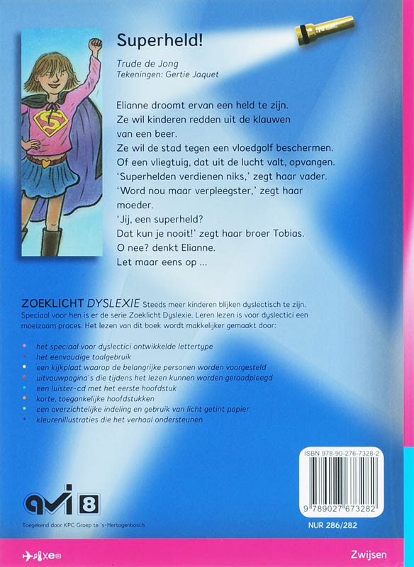 Achterkant van Superheld!