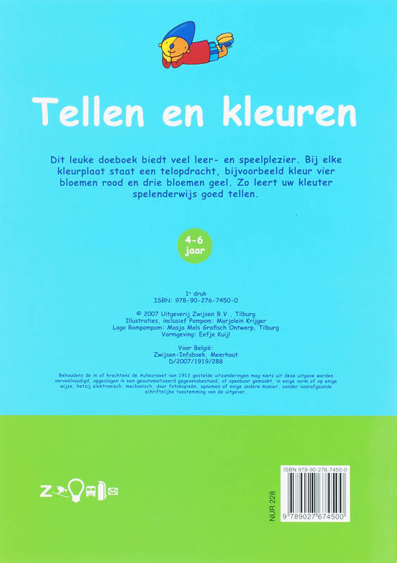 Achterkant van Tellen en kleuren