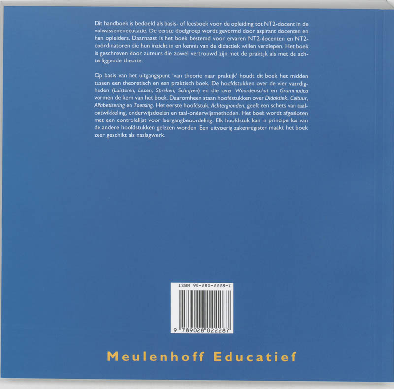 Achterkant van Handboek voor docenten