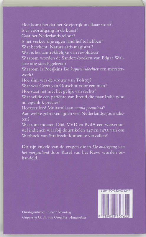 Achterkant van De ondergang van het morgenland
