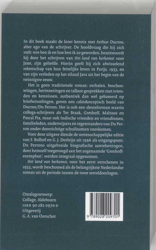 Achterkant van Het land van herkomst