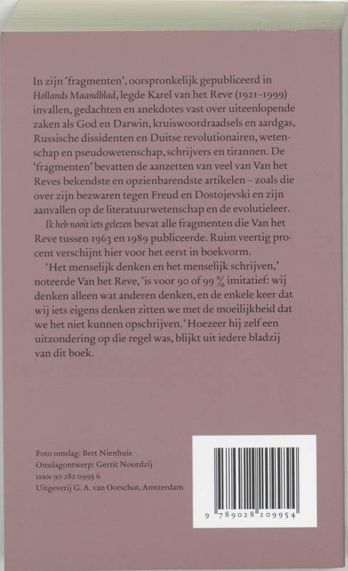 Achterkant van Ik heb nooit iets gelezen