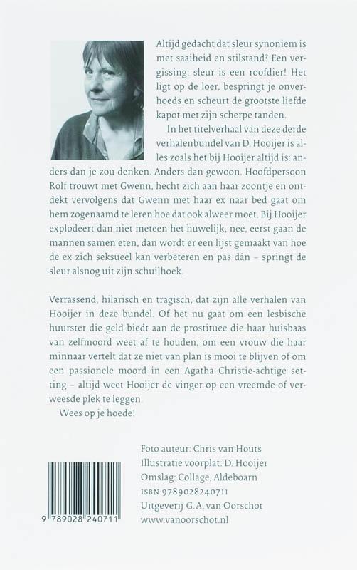 Achterkant van Sleur is een roofdier