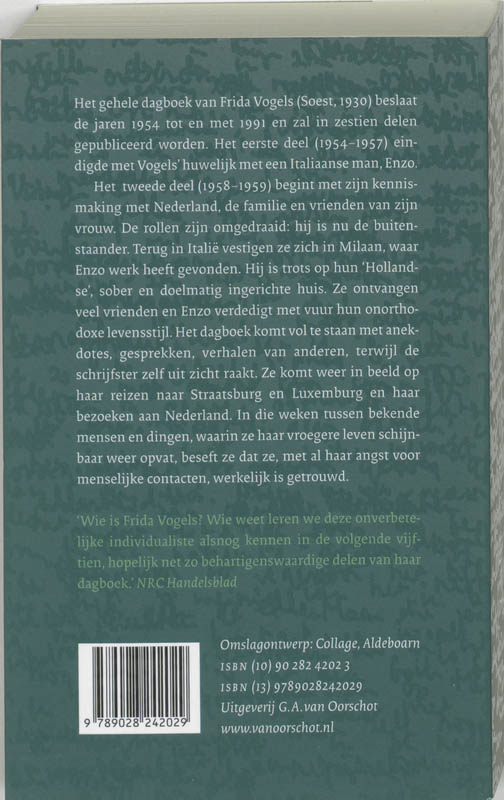 Achterkant van Dagboek 1958-1959
