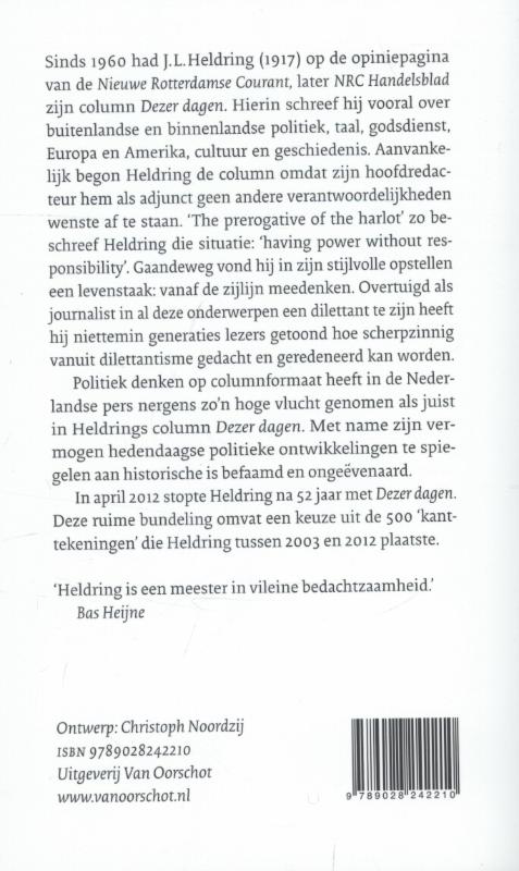 Achterkant van Dezer dagen