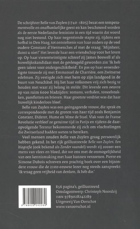 Achterkant van Zonder vaandel Belle van Zuylen 1740 1805