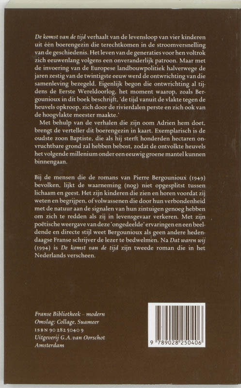 Achterkant van De komst van de tijd