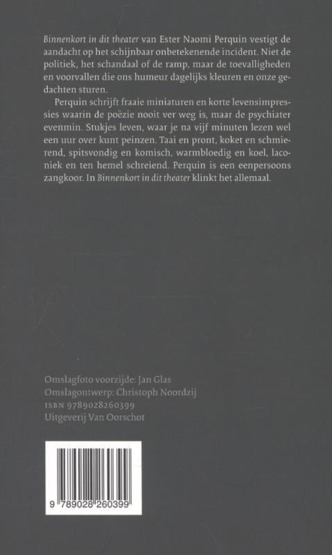 Achterkant van Binnenkort in dit theater