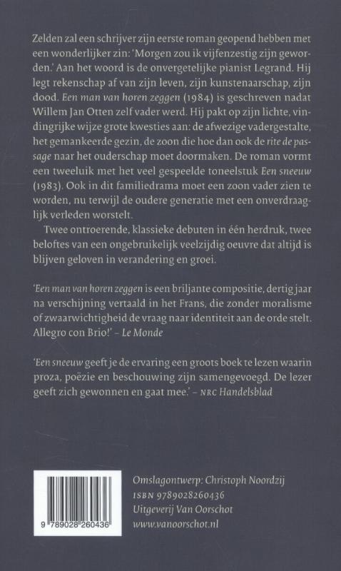Achterkant van Een man van horen zeggen; Een sneeuw