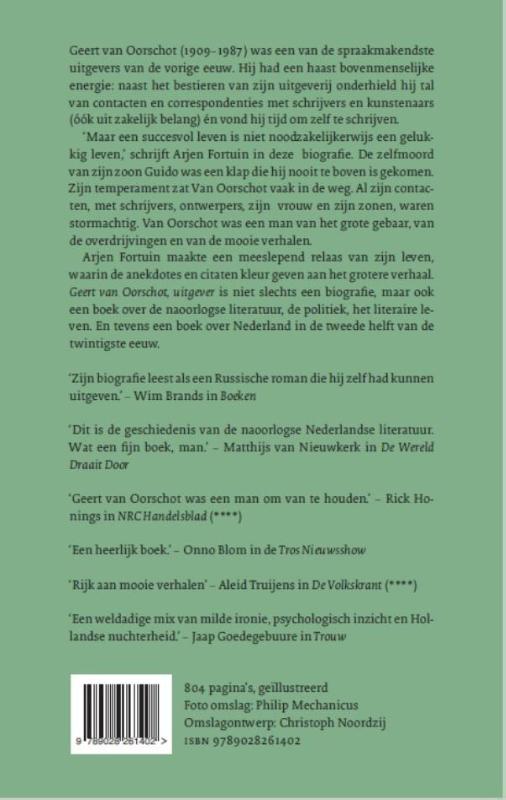 Achterkant van Geert van Oorschot, Uitgever