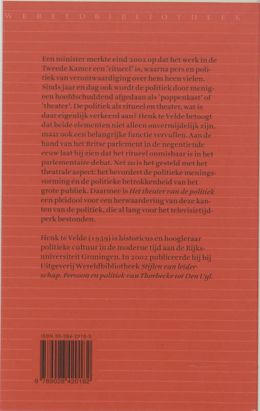 Achterkant van Het theater van de politiek