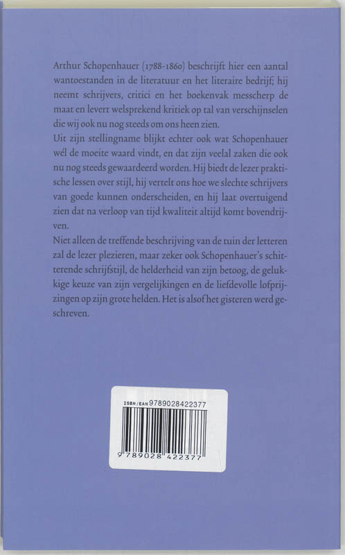 Achterkant van In de tuin der letteren