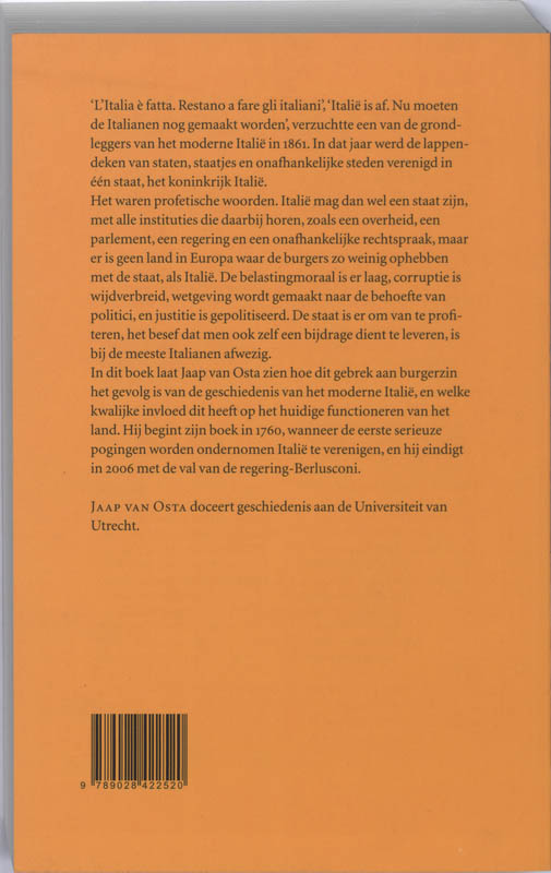 Achterkant van Een geschiedenis van het moderne Italie