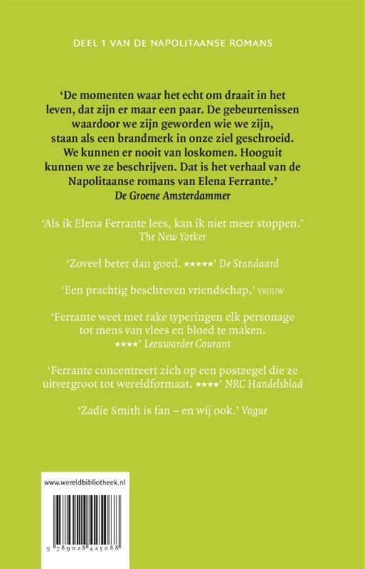 Achterkant van De geniale vriendin