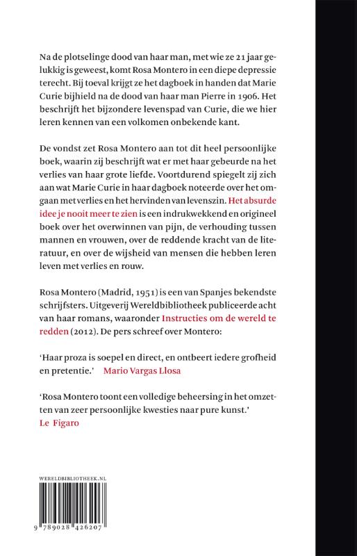 Achterkant van Het absurde idee je nooit meer te zien