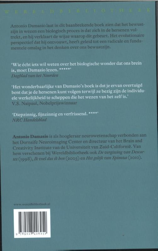 Achterkant van Het zelf wordt zich bewust