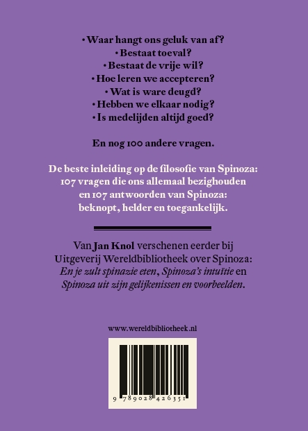 Achterkant van Spinoza in 107 vragen en antwoorden