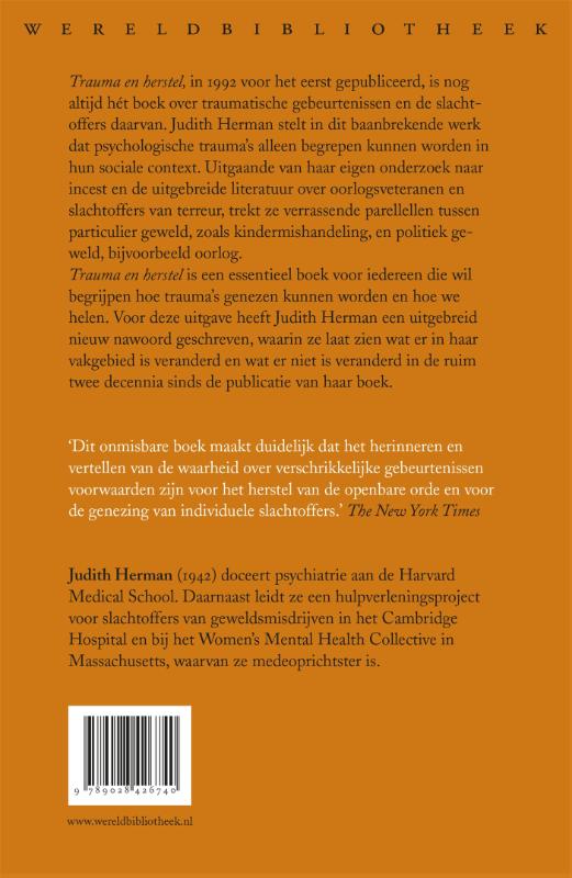 Achterkant van Trauma en herstel
