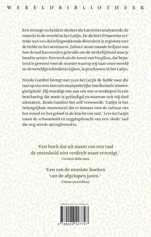 Achterkant van Leve het Latijn