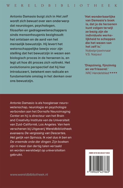 Achterkant van Het zelf wordt zich bewust