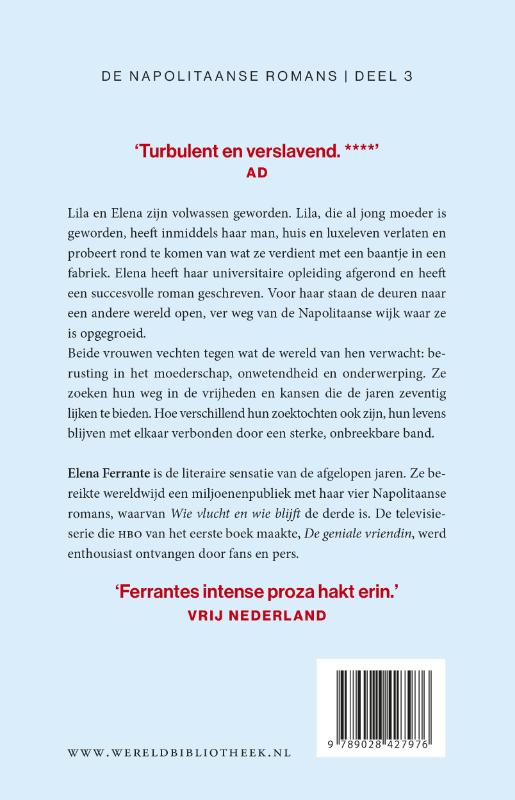 Achterkant van Wie vlucht en wie blijft