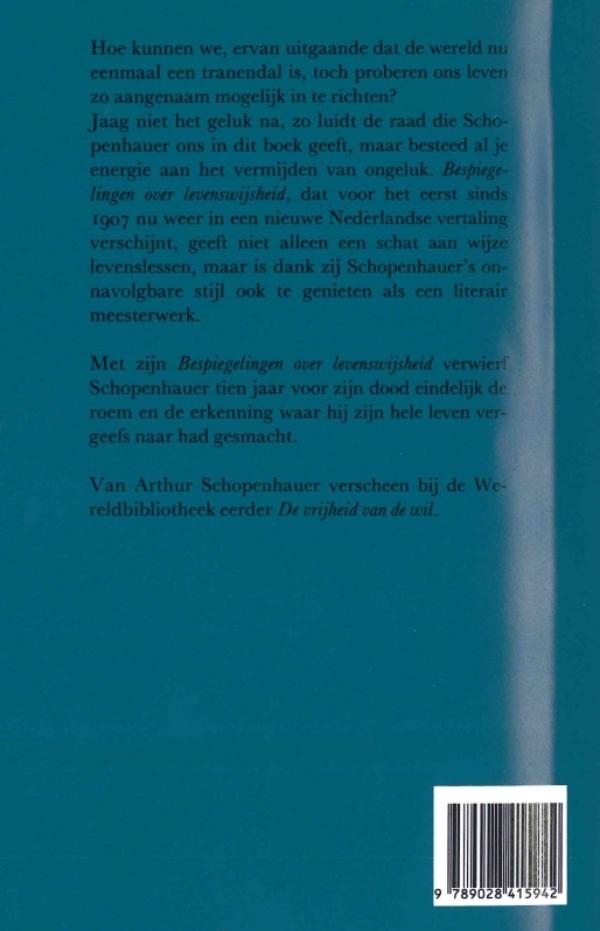 Achterkant van Bespiegelingen over levenswijsheid
