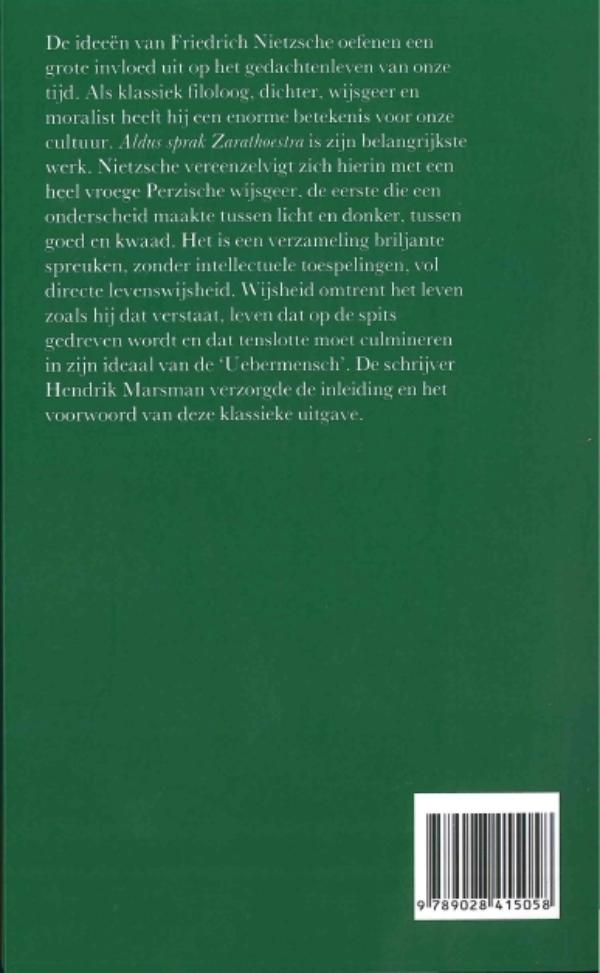 Achterkant van Aldus sprak Zarathoestra