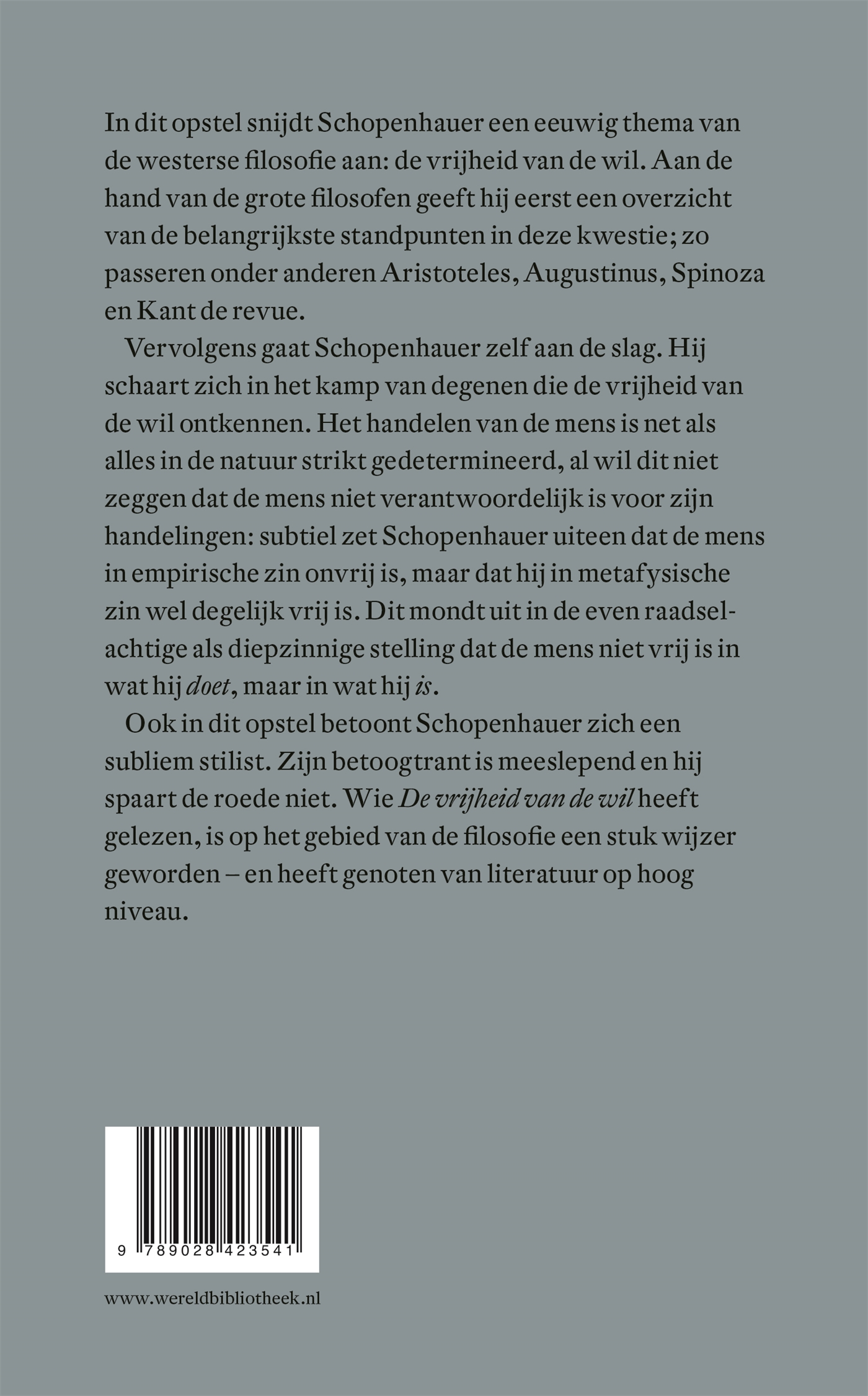 Achterkant van De vrijheid van de wil