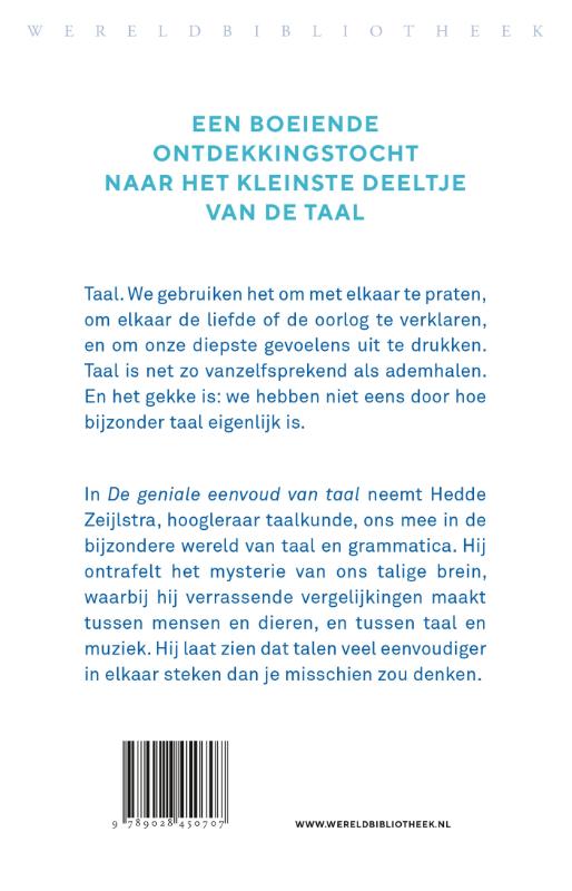 Achterkant van De geniale eenvoud van taal