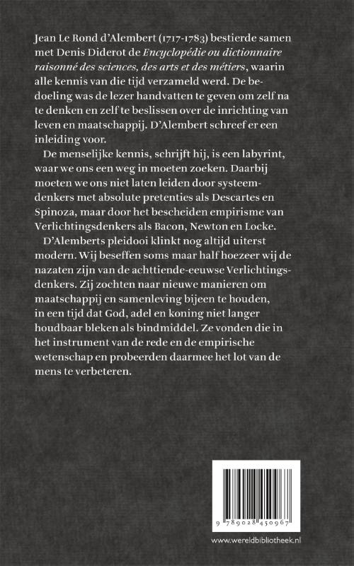 Achterkant van Inleidend betoog bij de Encyclopédie