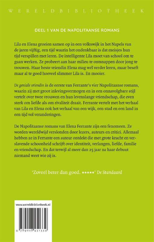 Achterkant van De geniale vriendin
