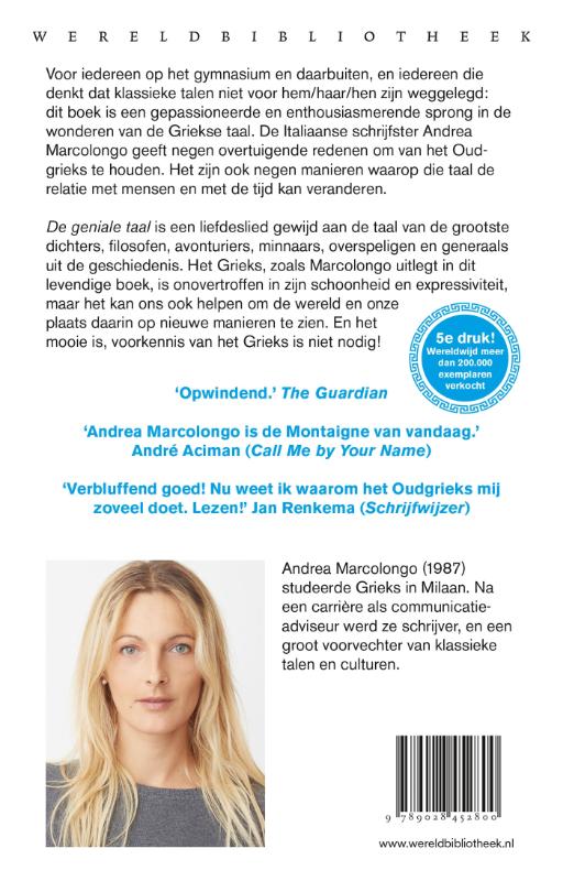 Achterkant van De geniale taal