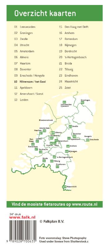 Achterkant van Falk stadsplattegrond & fietskaart Hilversum 't Gooi
