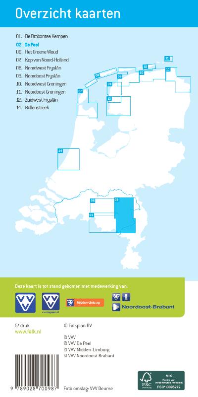 Achterkant van Falk VVV wandelkaart 02 De Peel