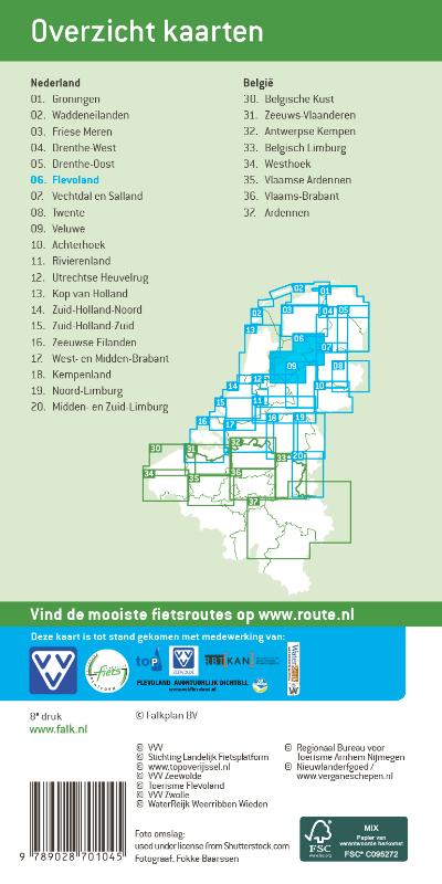 Achterkant van Falk VVV fietskaart 06 Flevoland