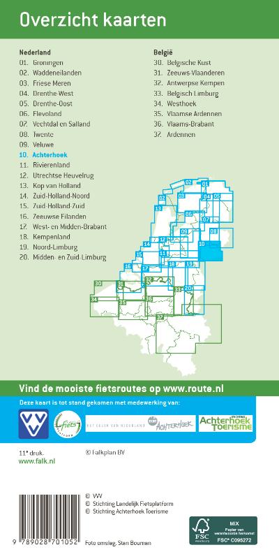 Achterkant van Falk VVV fietskaart 10 Achterhoek