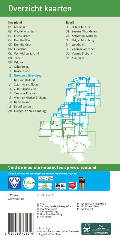 Achterkant van Falk VVV fietskaart 12 Utrechtse Heuvelrug