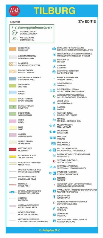 Achterkant van Tilburg plattegrond