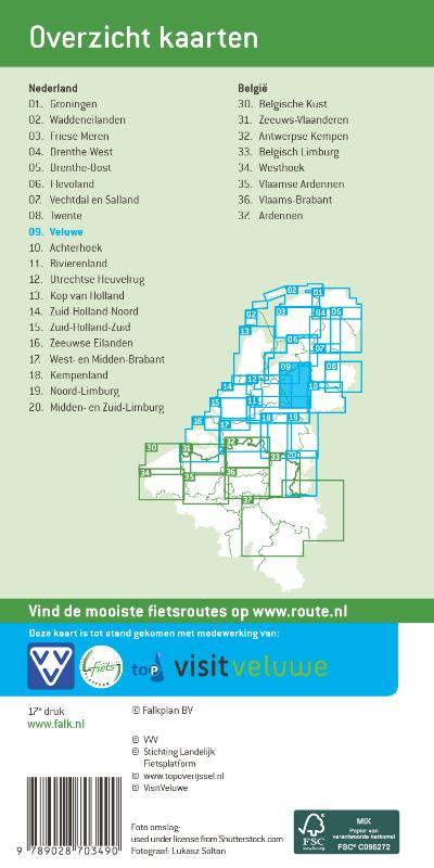 Achterkant van Falk VVV fietskaart 09 Veluwe