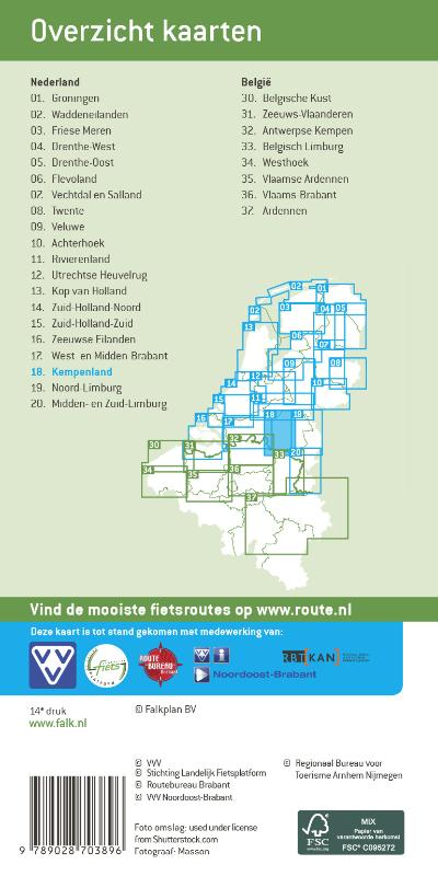 Achterkant van Falkfietskaart 18, Kempenland met de Meijerij