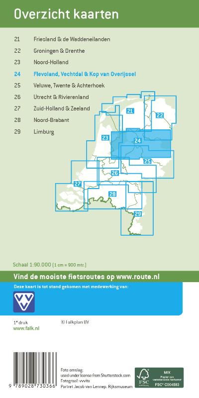 Achterkant van Falk VVV Fietskaart 24 Flevoland