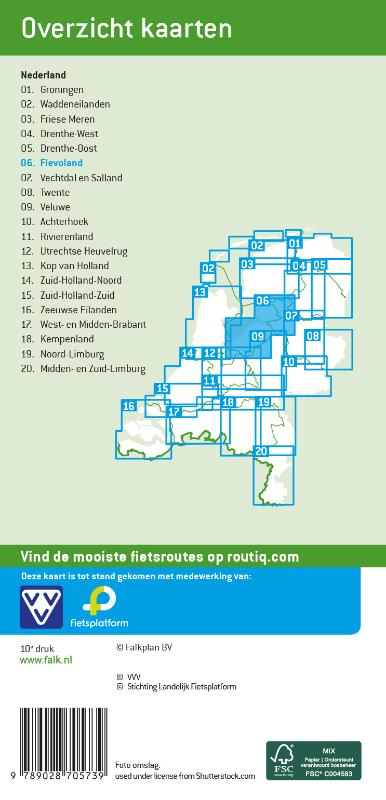 Achterkant van Falk VVV Fietskaart 06 Flevoland