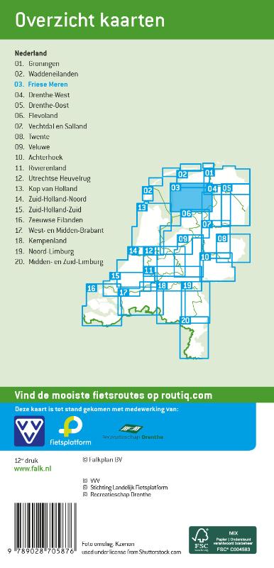 Achterkant van Falk VVV Fietskaart 03 Friese Meren