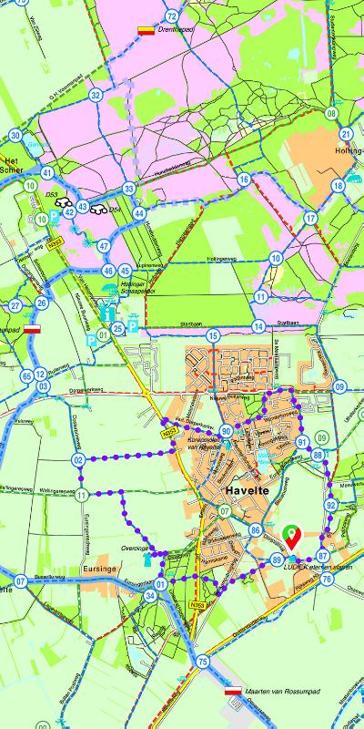Achterkant van Falk Regiokaart Dwingelderveld