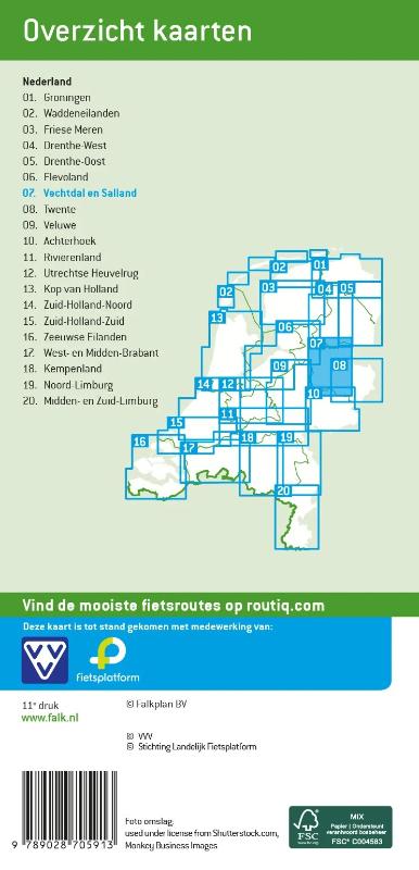 Achterkant van VVV FIETSKAART 07 VECHTDAL EN SALLAND