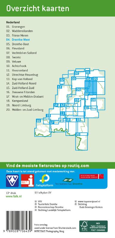 Achterkant van Falk VVV Fietskaart 04. Drenthe-West