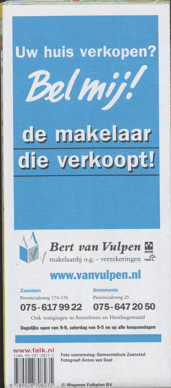 Achterkant van Zaanstad plattegrond