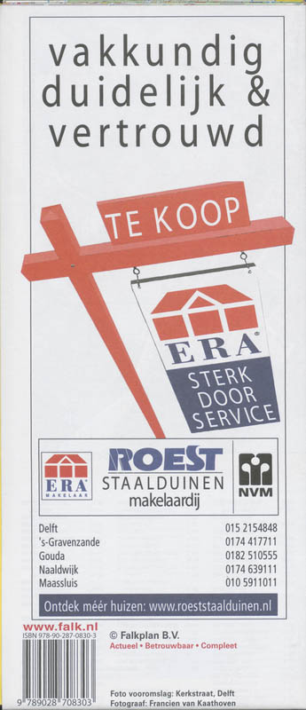 Achterkant van Kleurenplattegrond gemeente Delft