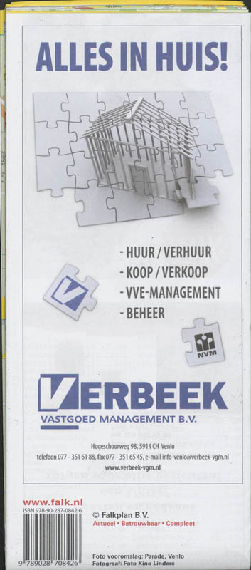 Achterkant van Venlo plattegrond