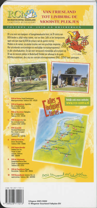Achterkant van Recreatiekaart nederland